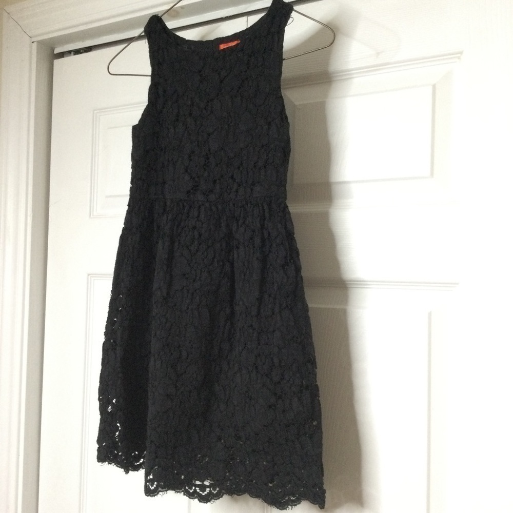 Kids black lace overlay dress